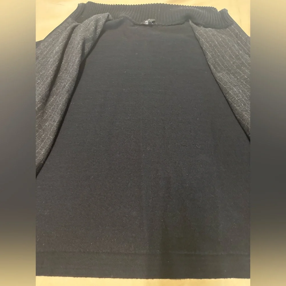 Codice Black and Gray Zip-Up‎ Sweater Merino Wool Blend w/ Elbow Patches
